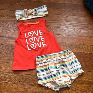 Baby Cat and Jack Pride Collection Love Rainbow Three Piece Matching Set 12 Mth